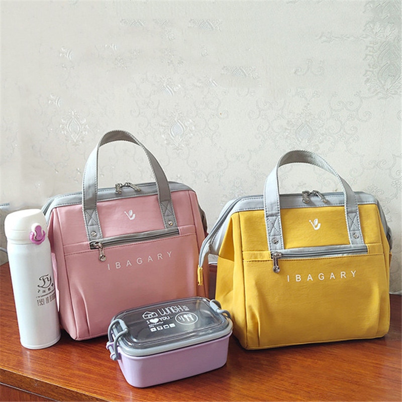 패션 신선한 쿨러 가방 방수 휴대용 지퍼 열 옥스포드 점심 가방 여성을 위한 편리한 도시락, 토트 음식 가방